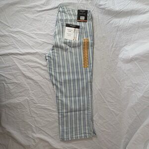 Nine West Chrystie Blue Striped Capri Jeans Sz 12 cotton stretchy Beach Preppy